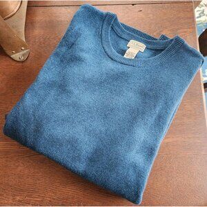 LL Bean Sweater XXL 2XL Tall Blue Lambs Wool Pullover Outdoor V Neck Mens